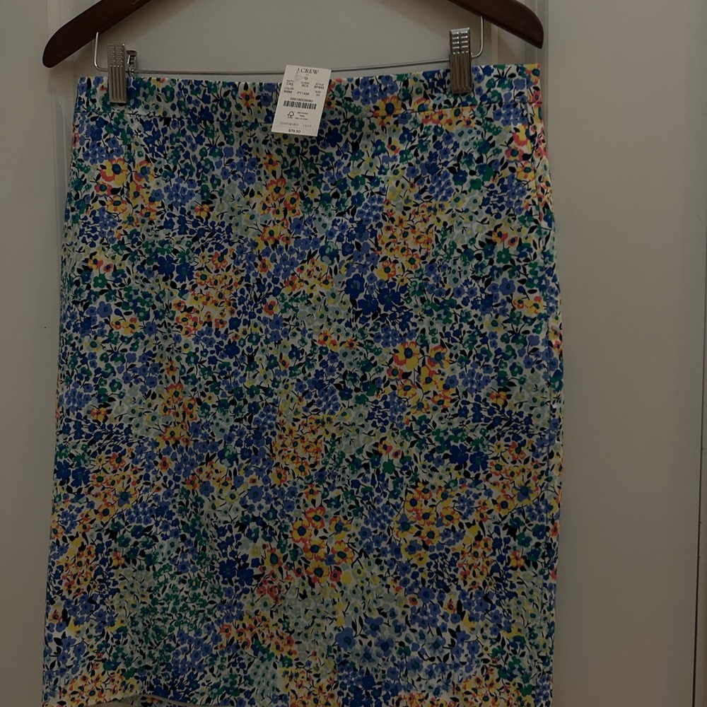 J. Crew Blue and Orange Midi Pencil Skirt